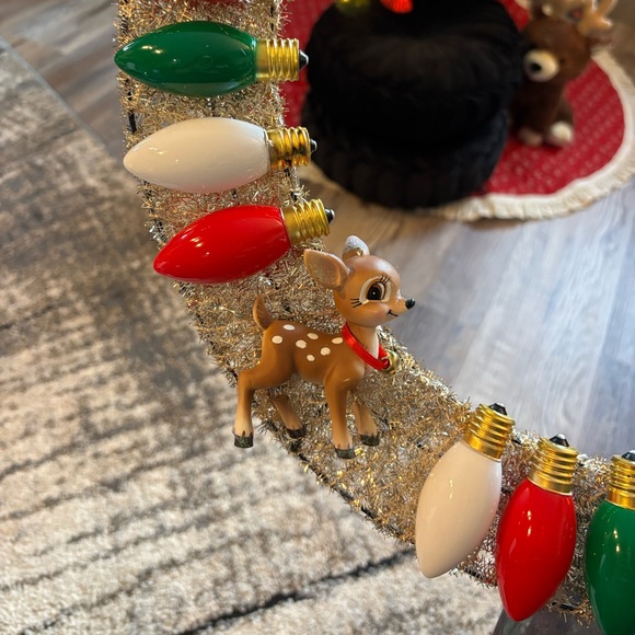 Christmas holiday wreath red green white homemade handmade snowman reindeer 18” - Picture 4 of 6